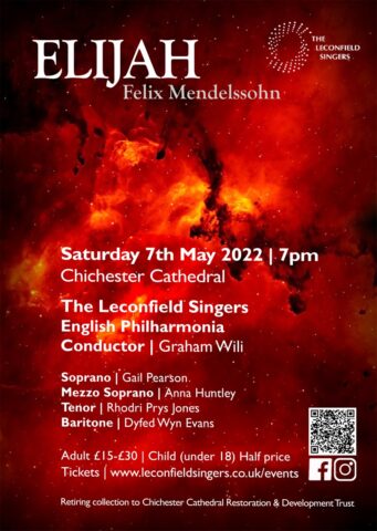 A poster about the Leconfield Singers concert of Elijah
